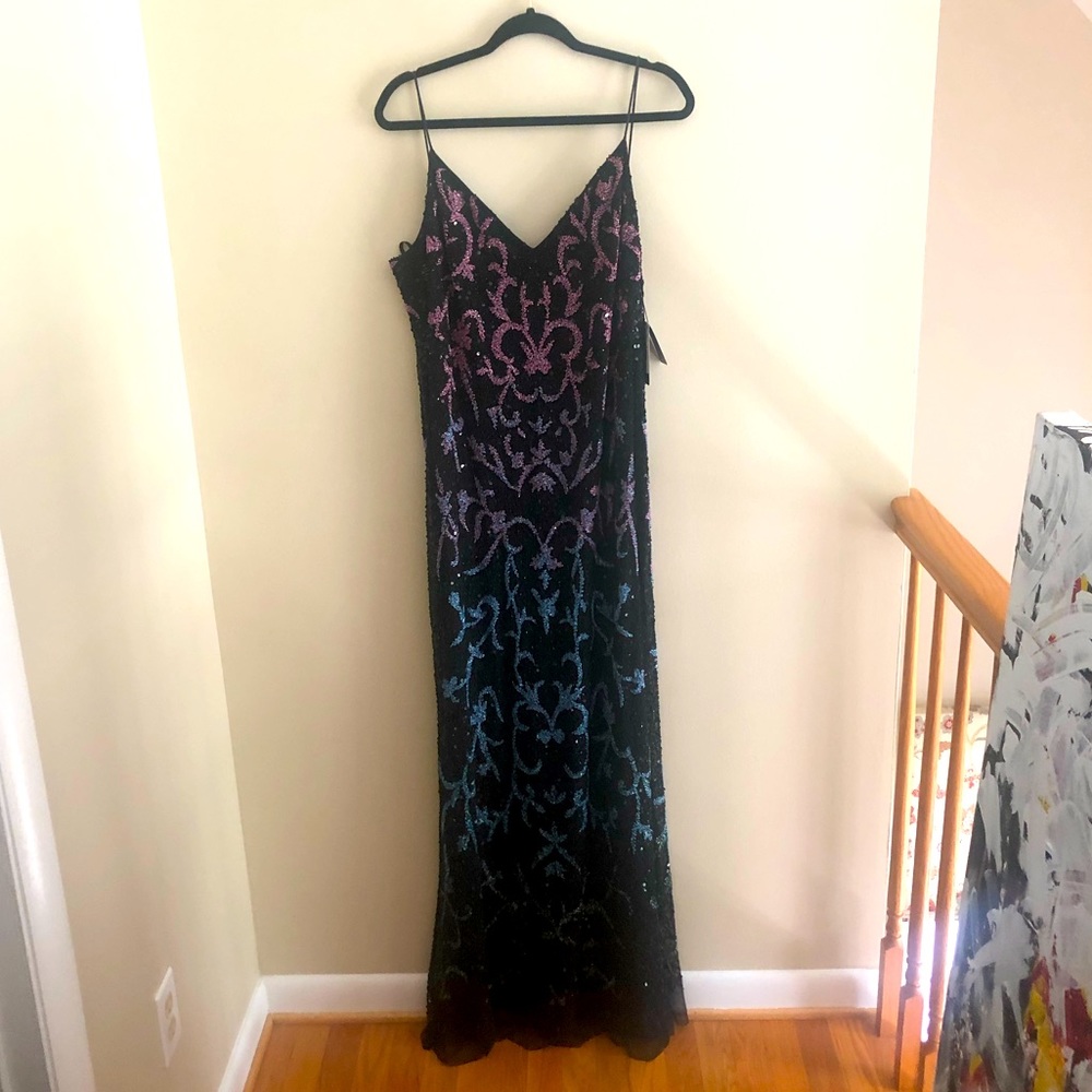 Adrianna Papell full length maxi beaded dress